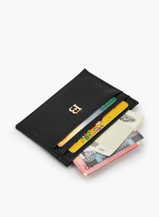 Flora Bella By Shoexpress Black Textured Card Holder With Monogram Detail for Women | Best Price UAE